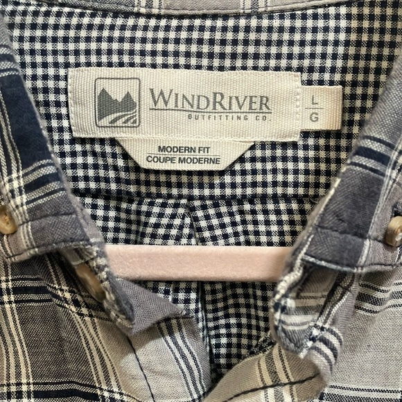Men's size large Windriver Plaid Shirt - dark blue and Gray - Picture 2 of 16